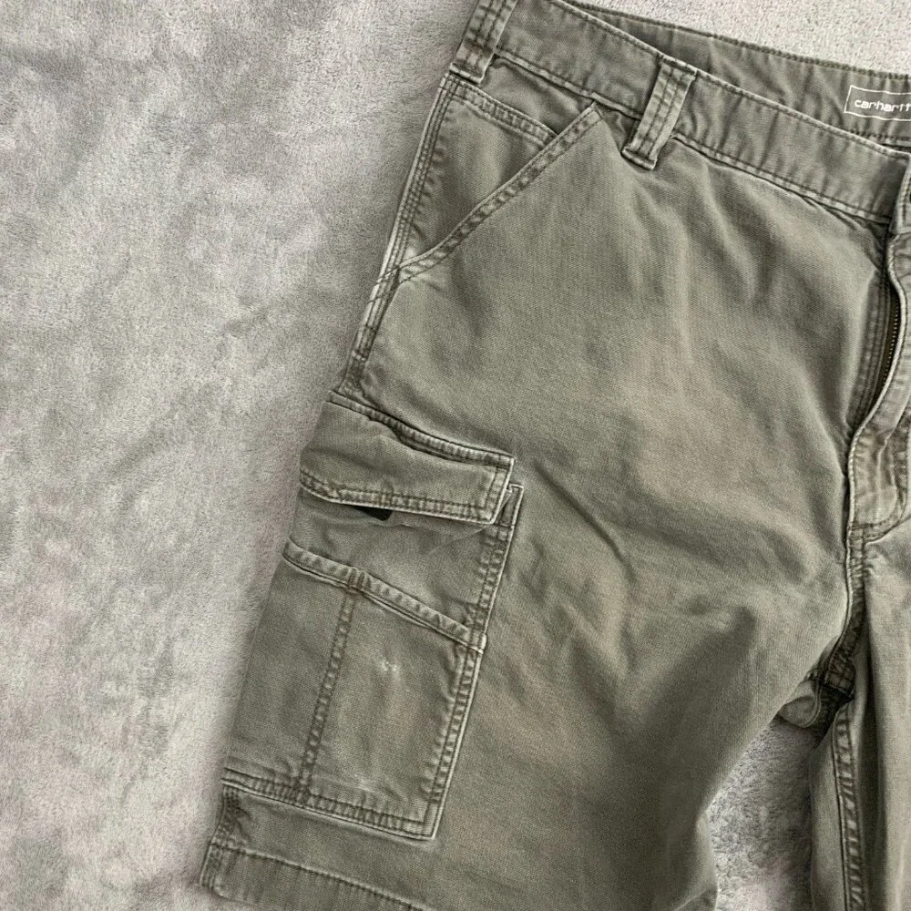 Carhartt Shorts Men 40 Rugged Flex Relaxed Fit Canvas Utility Workwear Green 10”